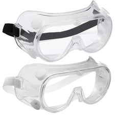 Anti-Fog Safety Goggles Clear Lens Wide-Vision with Adjustable Elastic Headband