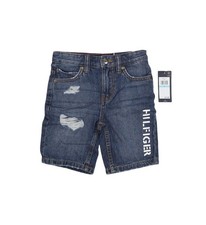 Tommy Hilfiger Denim Shorts Boys 5 Blue Bermuda Distressed Jeans Logo Graphic