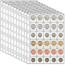 600 Pockets Coin Sleeves 20 Sheets Holders for Collectors Plastic Coin... 