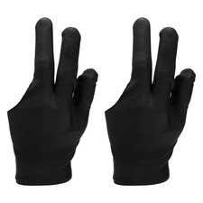 2 Pcs Three Fingers Pool Gloves, Billiards Left Hand Cue Sport Gloves, Black