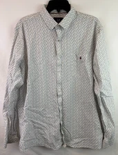 Louis Philippe Slim Fit Long Sleeve Blue White Button Up Mens Size 44