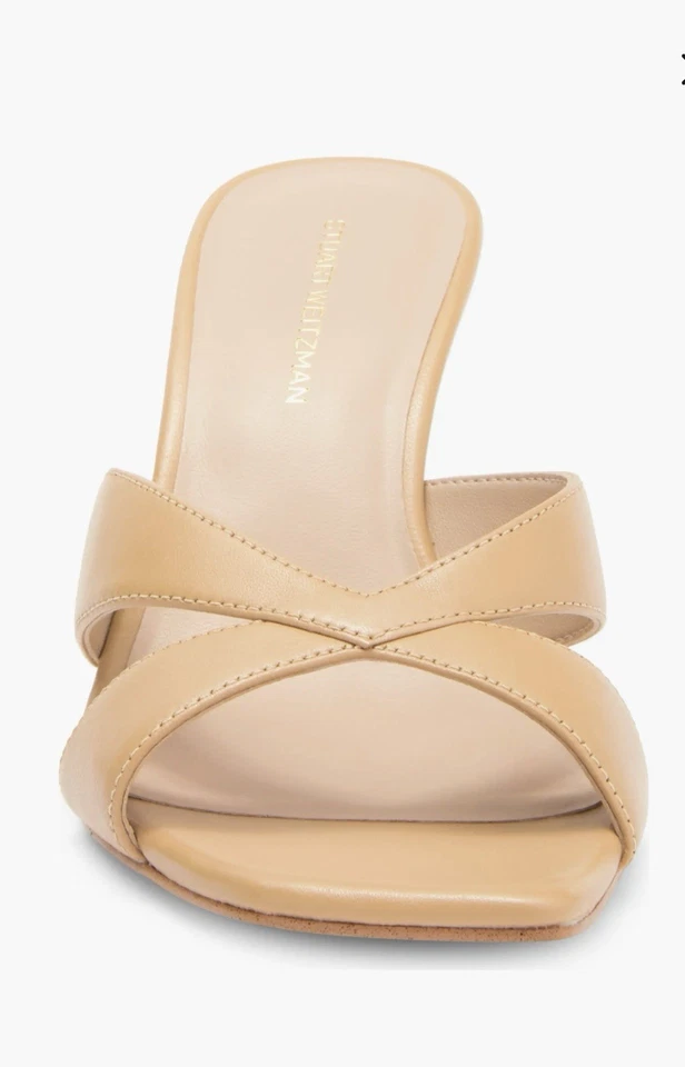 Stuart Weitzman Miami Slide Leather Sandal Women's, 11, 41.5, Golden Beige New - Image 3 of 4