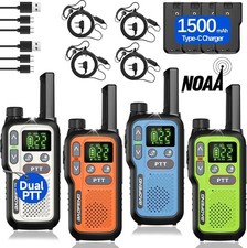 4 PACK Long Range Walkie Talkie 100 Mile Two Way Radio Charge Headset Waterproof