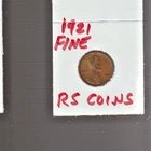 1921   FINE   LINCOLN  CENT     FINE   1921     /   RS COINS #34E  FREE SHIP !