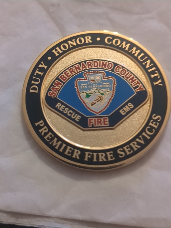Challenge Coin  San Berardino County FIRE RESCUE  DEPARTMENT Chief Marshal 