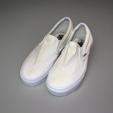 VANS Slip-On Canvas White 6.5 Men Low-Top Skate Shoes, Women 8.0
