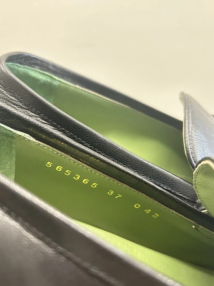 Mocassim GUCCI salto plataforma Horsebit couro preto robusto feminino US7 EU37 autêntico - Imagem 3 de 4