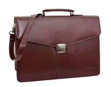  Leather Briefcase Cross Body Classic Bag Organiser Messenger Dunkirk Brown