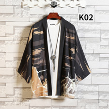 Kimono Men's Cardigan Japanese Robe Sun Protection Clothing Thin Cloak Summer