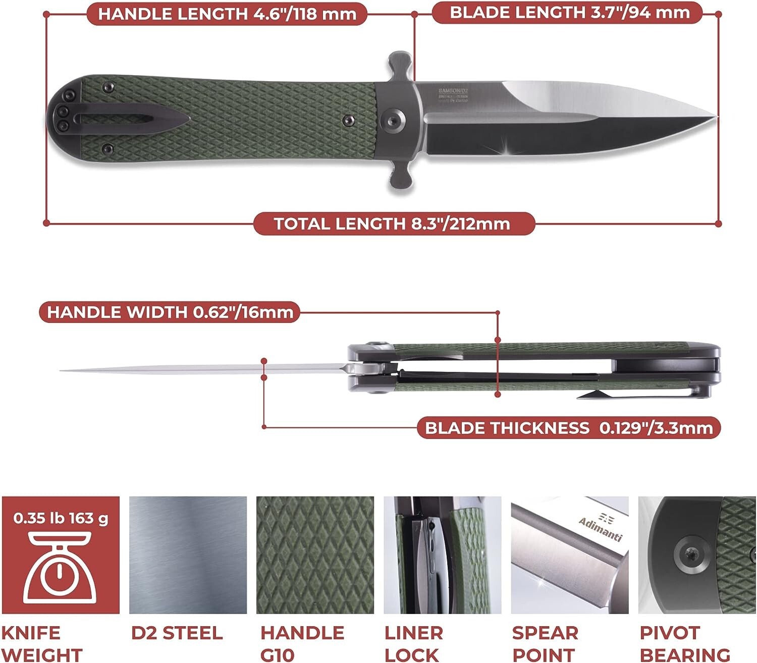 Ganzo Knives SAMSONGR Samson Linerlock Green Folding Pocket Knife eBay