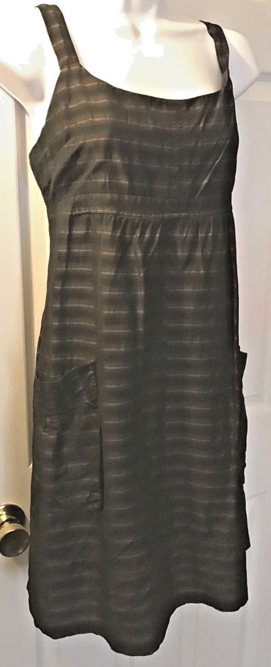 WALTER Dress Jumper Black Brown Striped Lined Adjustable Knit 2 Pockets Sz L - Изображение 2 из 4