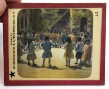 Underwood Antique Magic Lantern Slide Young Egyptian Girls In Circle