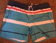 NWT St. John's Bay Mens Blue Stripe Swimwear Swim Trunk Shorts Size XXL Ret 30