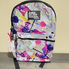 Justice Colorful Backpack School Bag Silver splash Paint Pattern side pocketNWT
