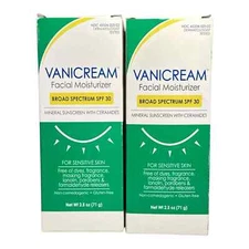 Vanicream Facial Moisturizer SPF30 For Sensitive Skin 2.5oz./71g LOT OF 2