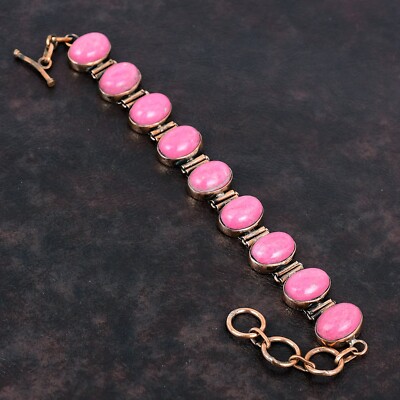 Thulite Gemstone Adjustable Bracelet Handcrafted Copper Ethnic Jewelry 