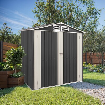Outdoor Storage Shed Heavy Duty Metal Tool Sheds Storage House 6ft×4ft Patio
