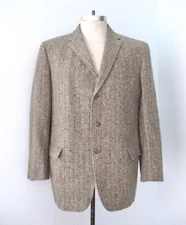 Vtg DATED 60s Gray Red Speckled Tweed 3-Button Blazer Professor Squire Jacket 42