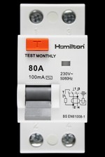 HAMILTON 80 AMP 100mA DOUBLE POLE RCD TYPE AC HLRCD80100A