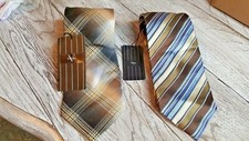 ROBERTO VILLINI MensTies Gold Black Silver Blue Brown Striped 100% Silk NWT (2)
