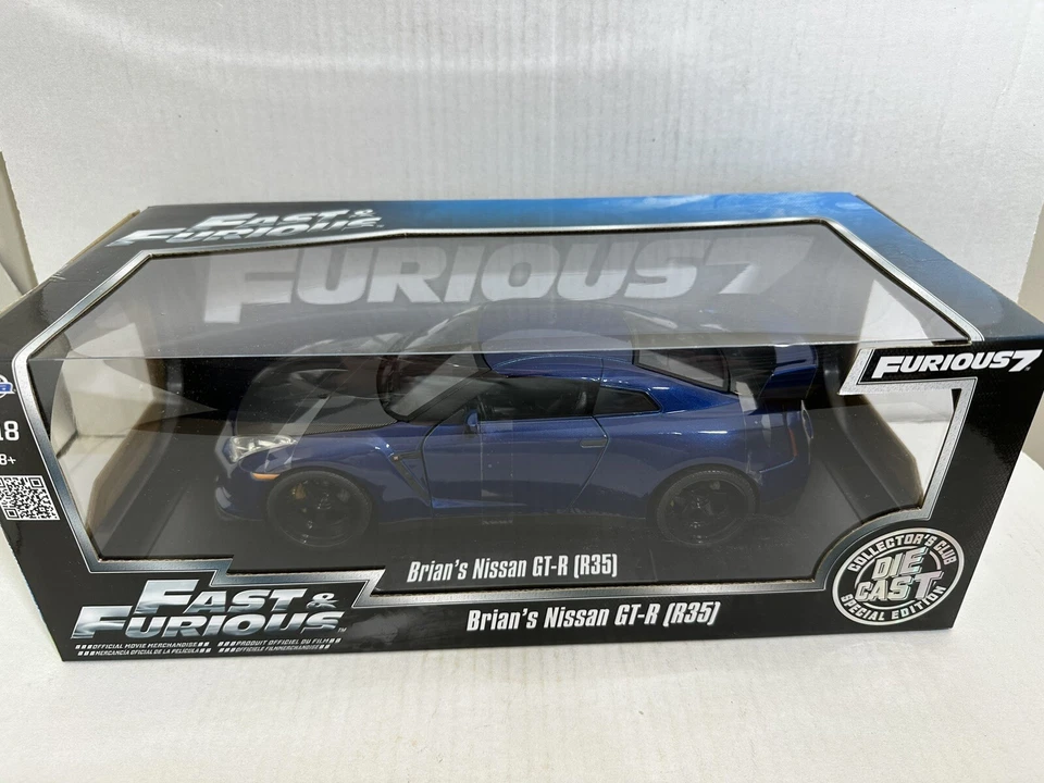 JADA FAST & FURIOUS BRIAN'S 2009 NISSAN SKYLINE GT-R R35 BLUE 1:18 DIECAST  #35 - Image 2 of 4