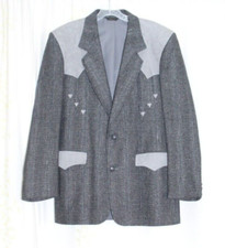 Vintage Pioneer Wear Golden Collection Gray Wool Western Blazer Jacket Men's 40L