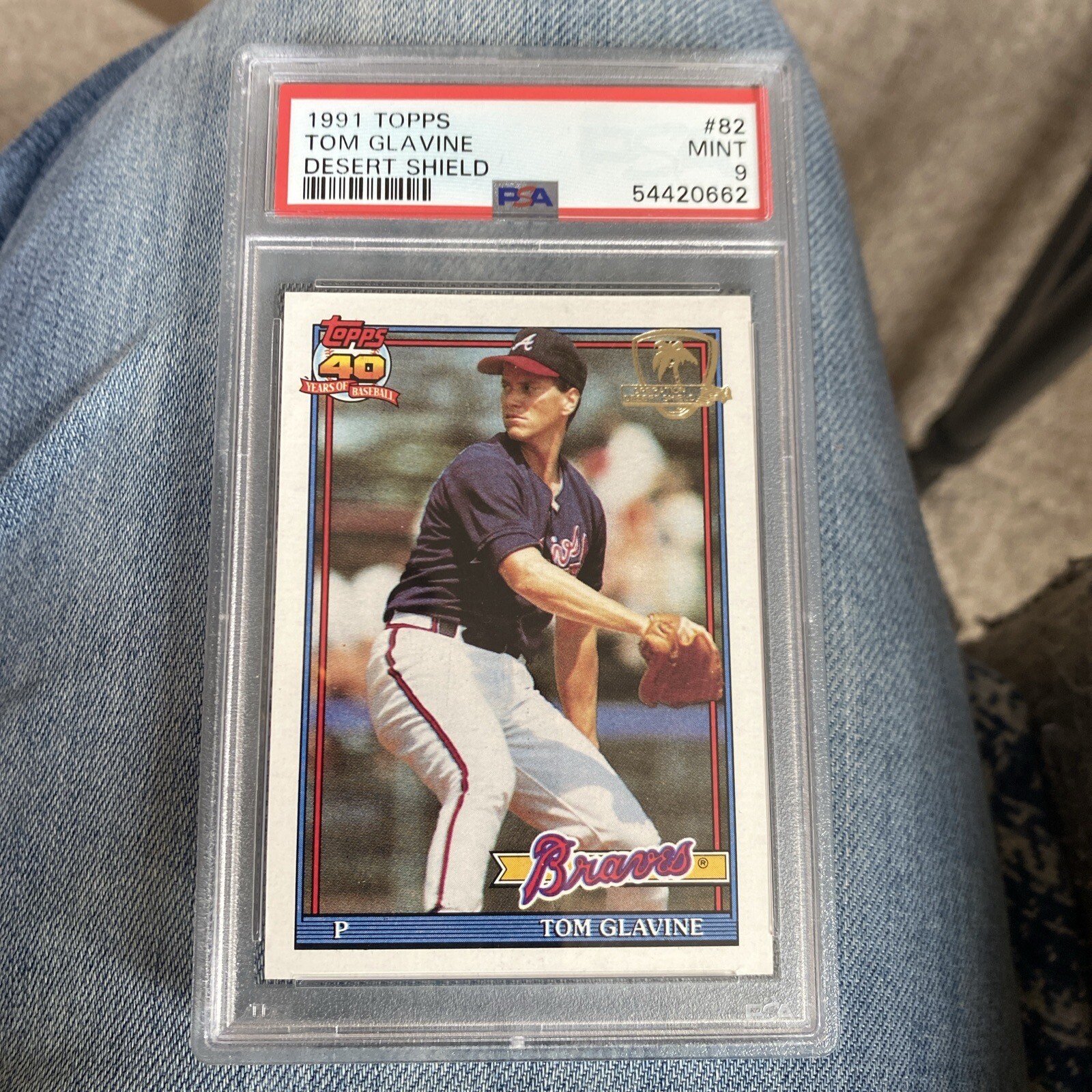1991 Topps Desert Shield #82 Tom Glavine PSA 9 Atlanta Braves *AUTHENTIC*