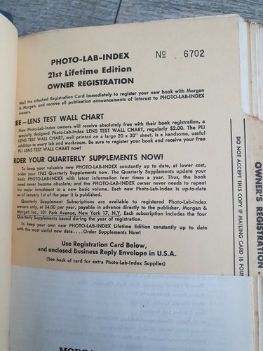 Photo Index Lab Lifetime Edition Morgan & Morgan Publishers 1962 English Edition - Picture 6 of 12