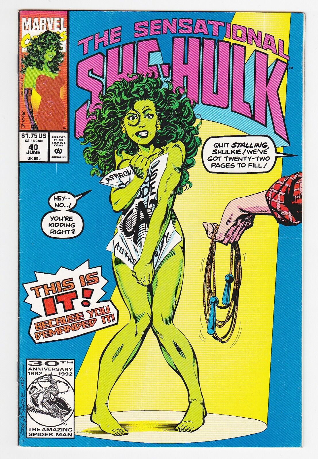 Sensational She-Hulk (Marvel 1989) 40 (Jun 1992) Controversial Nude Jump Rope VF