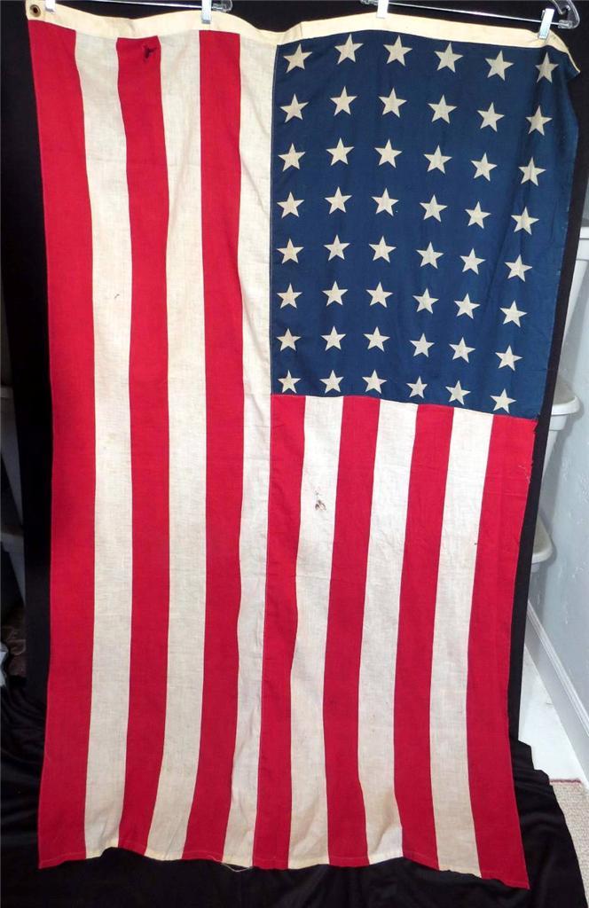 VINTAGE 1940'S 48 STAR PRINTED COTTON UNITED STATES FLAGS 1912