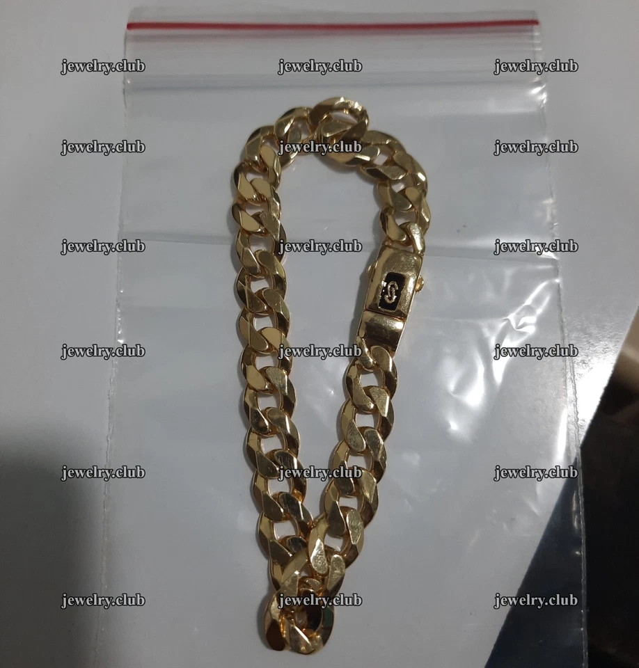 Brazalete Mónaco Chapado en Oro Amarillo 14k Miami Cuban 8 MM Eslabones 8" Largo Caja Cerradura Foto 4 de 4