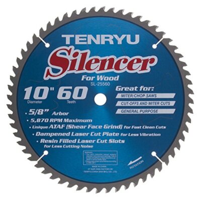 Tenryu SL-25560 Silencer Wood General Purpose Saw Blade, 60 Tooth, 10''