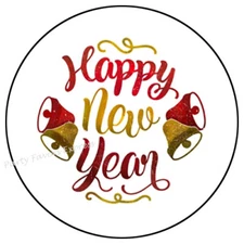 HAPPY NEW YEAR BELLS ENVELOPE SEALS LABELS STICKERS PARTY FAVORS