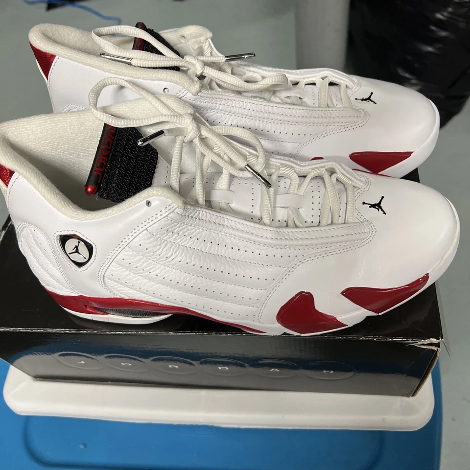 Air Jordan 14 retrô branco/preto/vermelho Varsity 'Candy Cane' 311832 101 tamanho 11 - Imagem 4 de 4