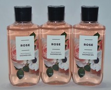3 BATH  BODY WORKS ROSE SHOWER GEL WASH SHEA VITAMIN E 10 OZ LARGE FLORAL LOT