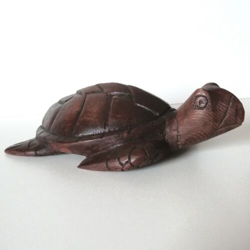 Figurine tortue en bois faite à la main, déco collectionneur animal cadeau - Photo 1/5