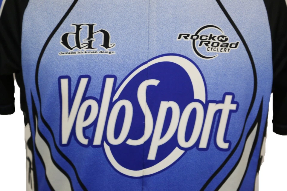 Camisa de ciclismo Louis Garneau Velo Sport manga corta 1/2 cremallera poliéster azul pequeña Foto 3 de 4