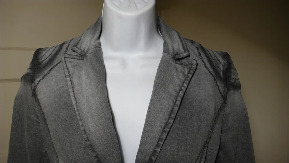 Chaqueta Blazer Informal SISLEY Para Mujer Gris Envejecido Ajustado Elastizada Talla 40/S COMO NUEVA Foto 4 de 4