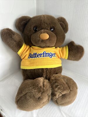 1987 Heartline 15   Chocolate Chums Butterfinger Plush Bear Yellow Sweater VTG