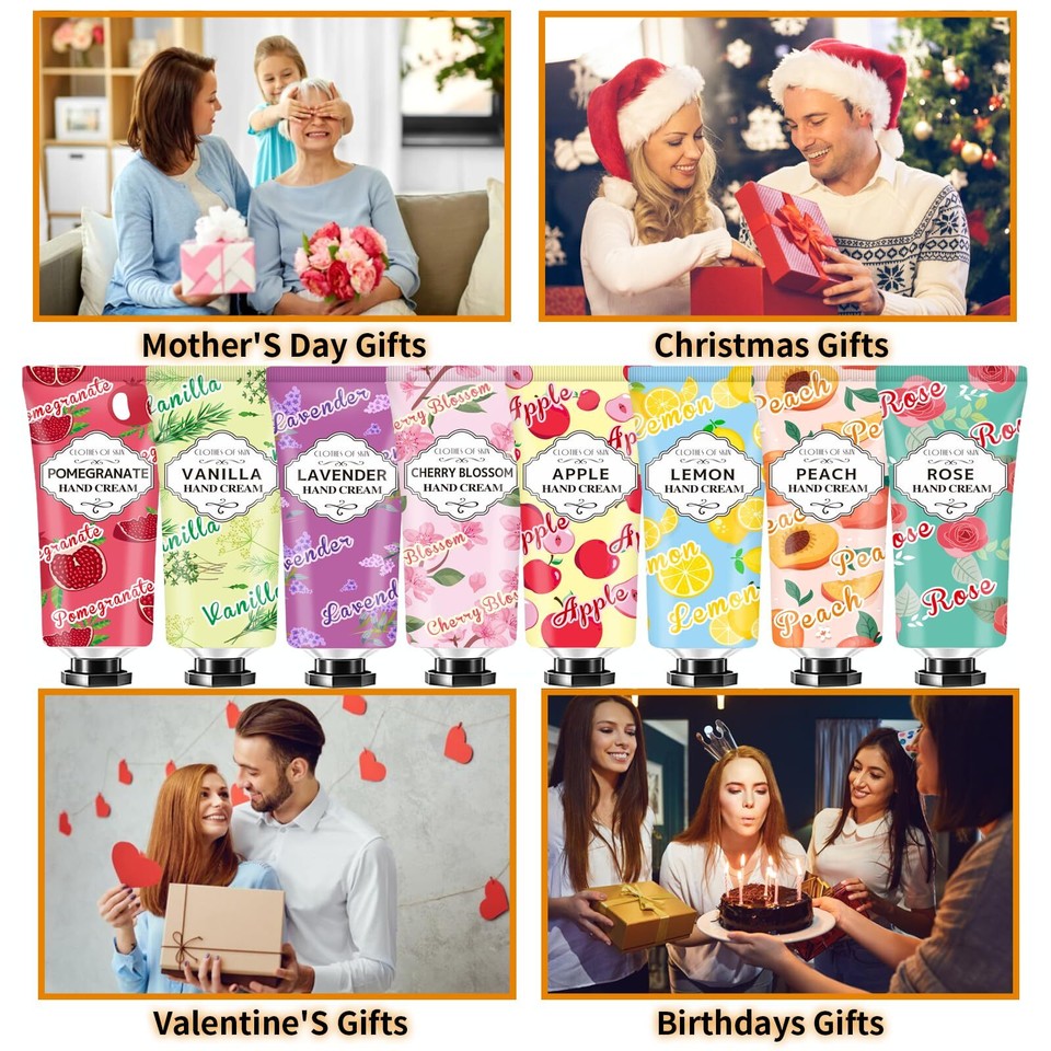 8 Pack Hand Cream Gift Set,Christmas Gifts for Women,White Elephant