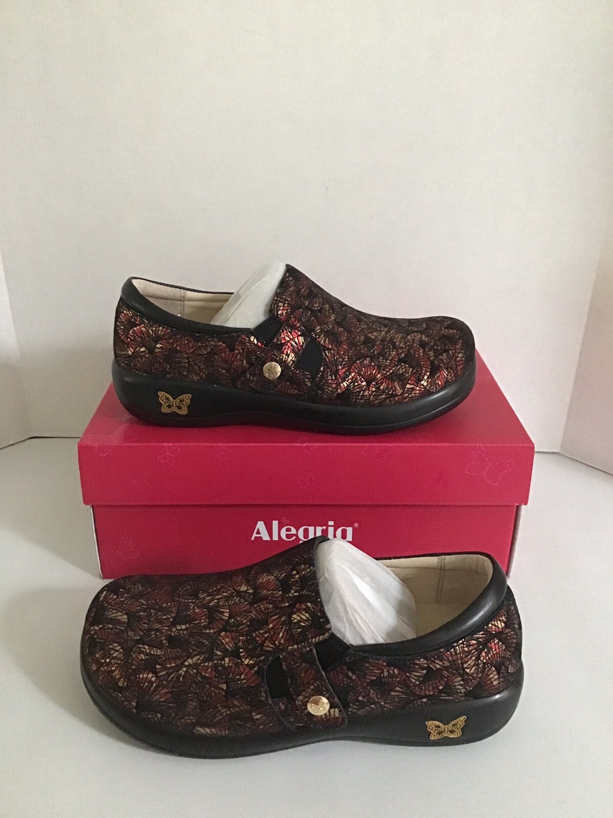 Alegria Kara Drama Black Red Metallic Gold Comfort Shoes Womens US Sz 77.5 NWB eBay