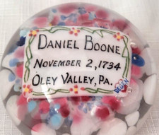 CHARLES DEGENHART Daniel Boone Paperweight, Multicolor Plaque, PA Interest