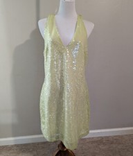 A New Day Green Sequins V-Neck Sleeveless Dress
