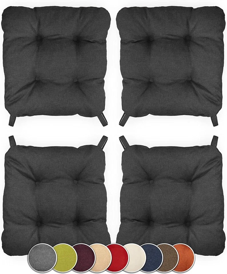 4er Set Stuhlkissen mit Klettverschluss 40(vorne) | 35(hinten) x 40 x 8cm