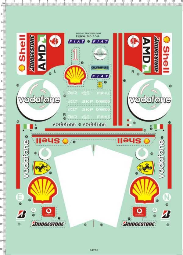 GLOBALTOY 1/8 Aufkleber Ferrari F2004 F-2004 Für Modell Sets (64216)