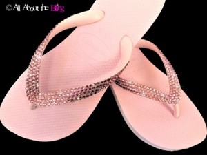 pink flip flops with bling