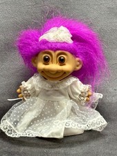 Vtg RUSS BERRIE Troll Doll 4 Bride w/Pink Hair