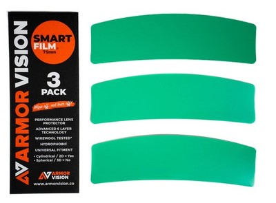 Armor Vision 75mm Smartfilm Lens Protector for Cylindrical Visors 3 Pack Clear