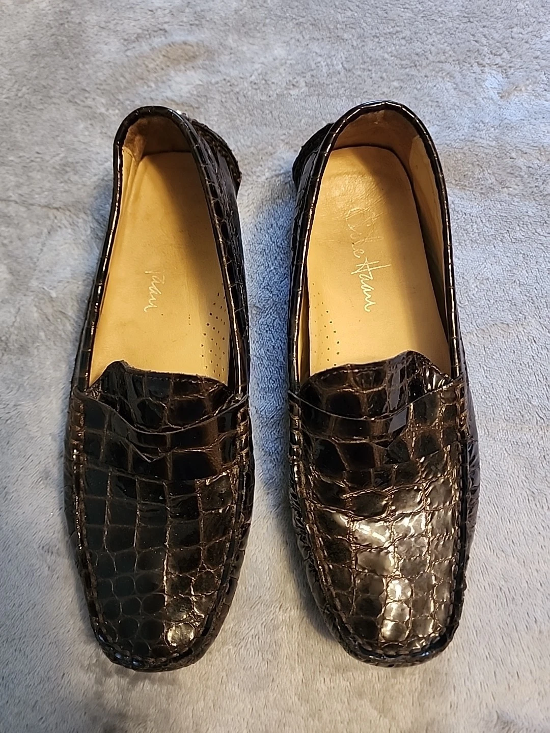 NIKE Mocassini Cole Haan in pelle di coccodrillo verniciata Air Penny marrone taglia 7 5 B