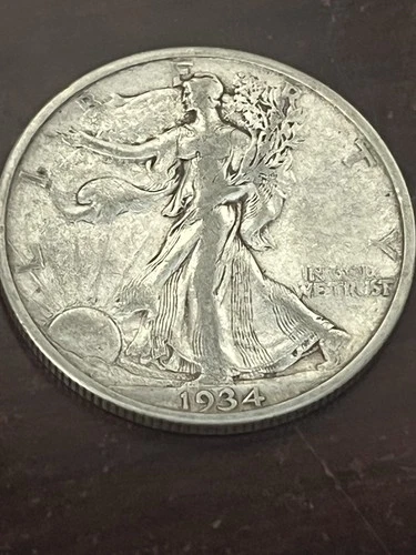 1934-S Walking Liberty Half Dollar 90% Silver Free Shipping. VF Condition